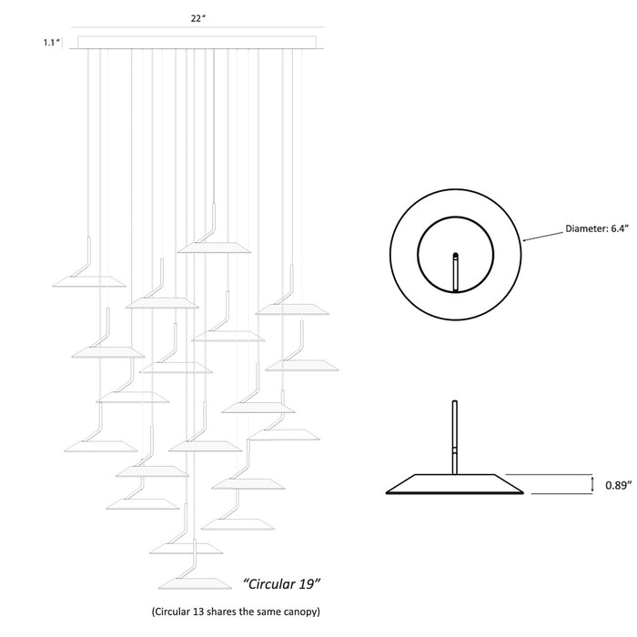 Koncept RYP-C19 Royyo 19-lt 22" LED Pendant