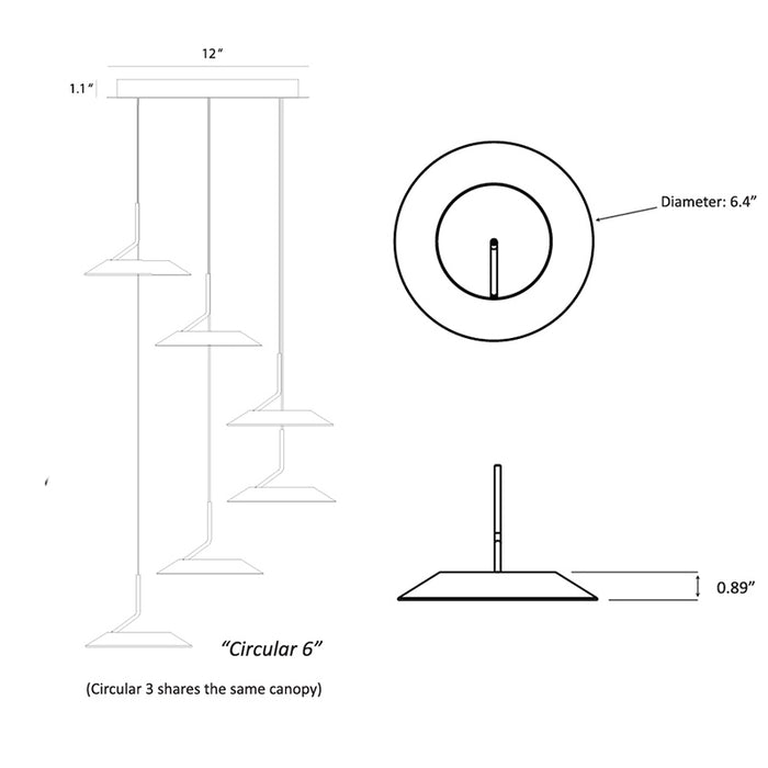 Koncept RYP-C3 Royyo 3-lt 12" LED Pendant