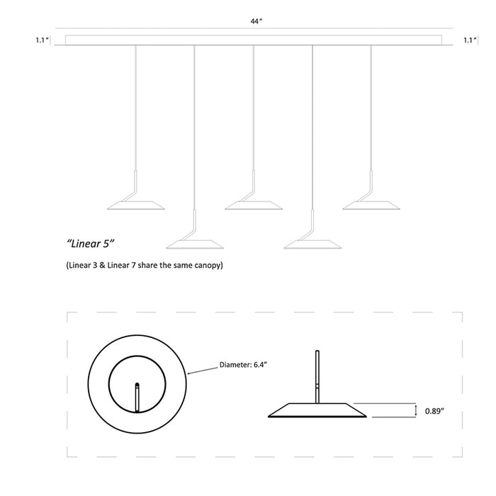 Koncept RYP-L3 Royyo 3-lt 44" LED Linear Pendant