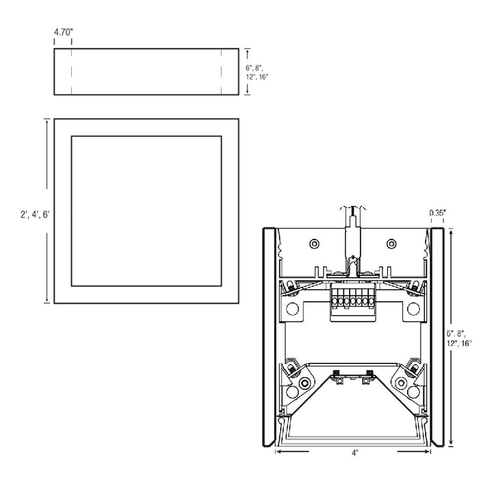 Elite OLS-DI-VERSE-SOFT-REC 4" SoftSense Verse LED Rectangle Suspended, Direct/Indirect