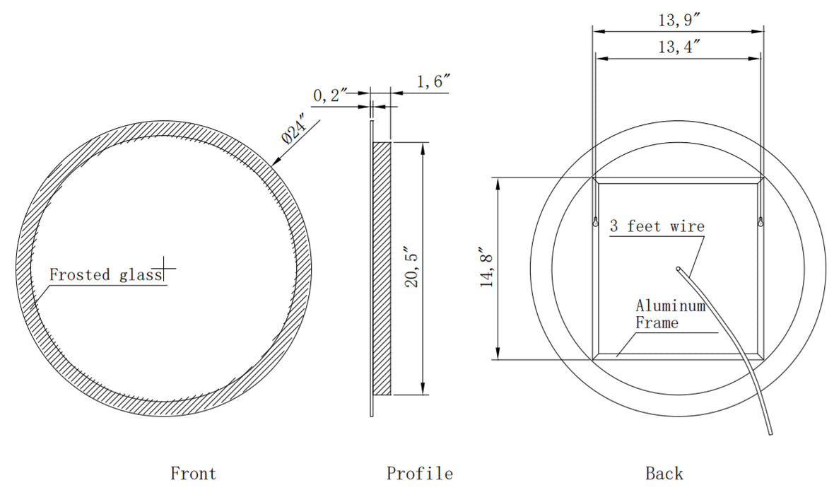 Paris Mirror Backlit 24 x 24 Round Bathroom Mirror - LBC Lighting