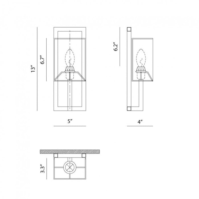 Matteo S00101 Cadre 1-lt 13" Tall Wall Sconce