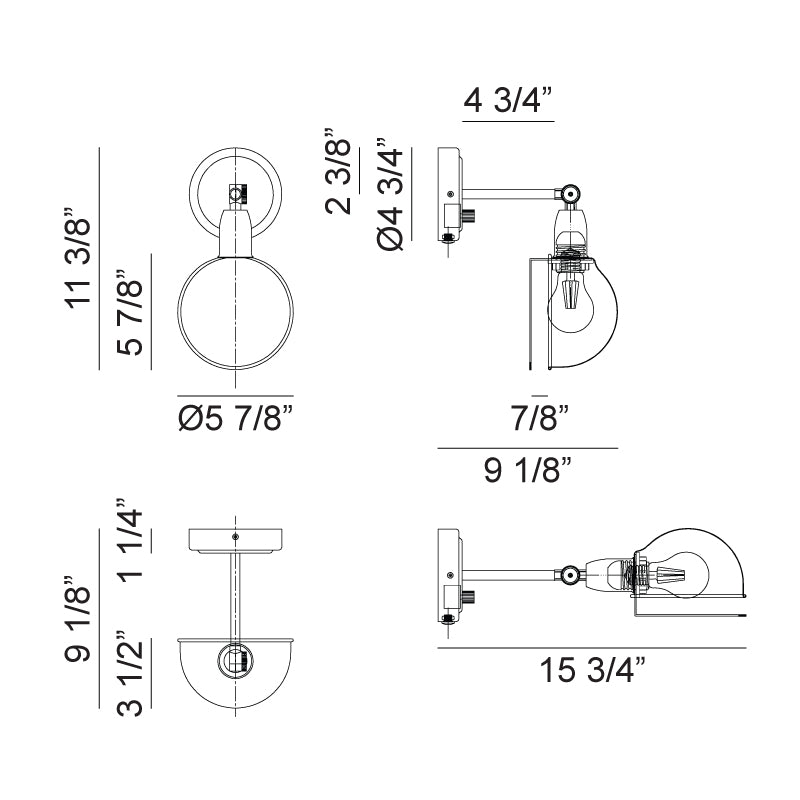 Matteo S00711 Blare 1-lt 11" Tall Swingarm Wall Light