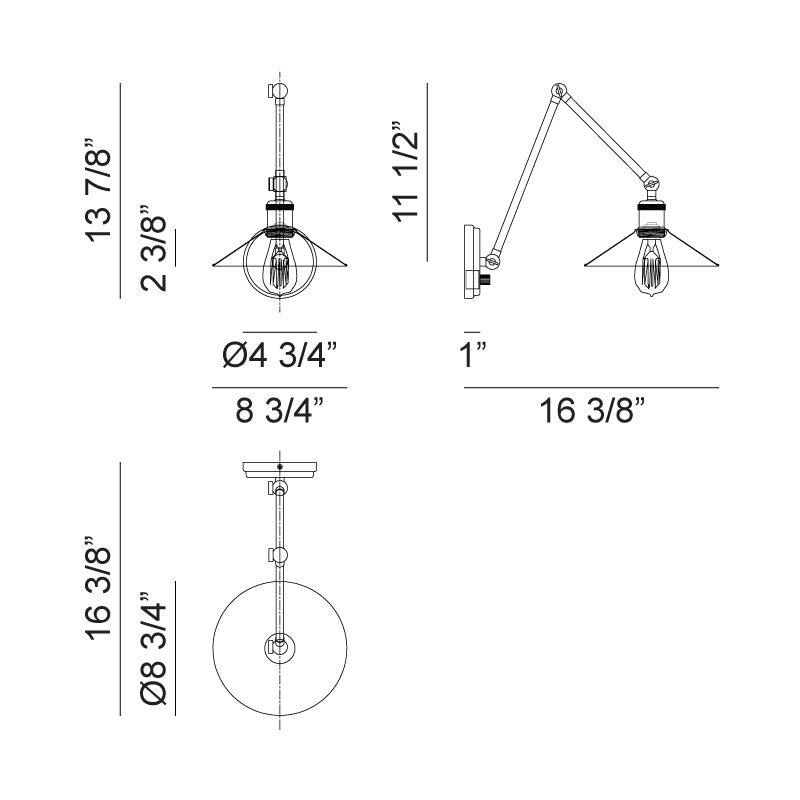Matteo S01211 Brixson 1-lt 14" Tall Swingarm Wall Light