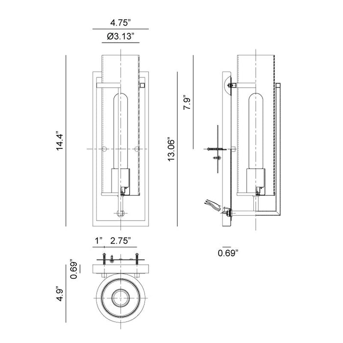 Matteo S03901 Tubulaire 1-lt 14" Tall Wall Sconce