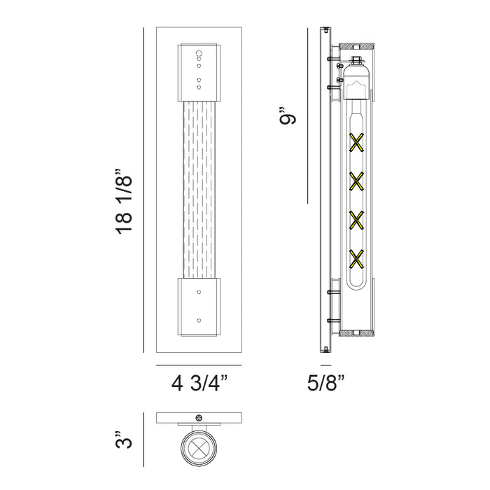 Matteo S02401 Riely 1-lt 18" Tall LED Wall Sconce