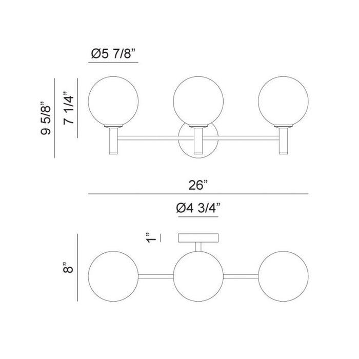 Matteo S06003 Cosmo 3-lt 26" Wall Sconce