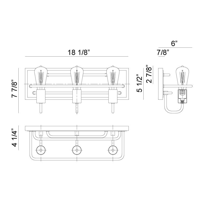 Matteo S06203 Napa 3-lt 18" Wall Sconce