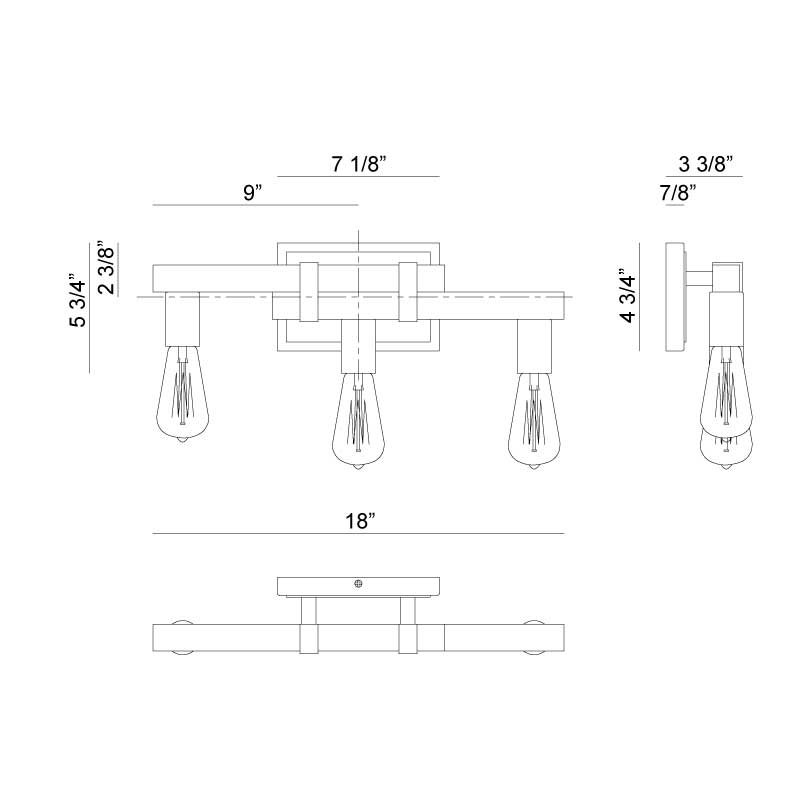 Matteo S06303 Toledo 3-lt 18" Wall Sconce