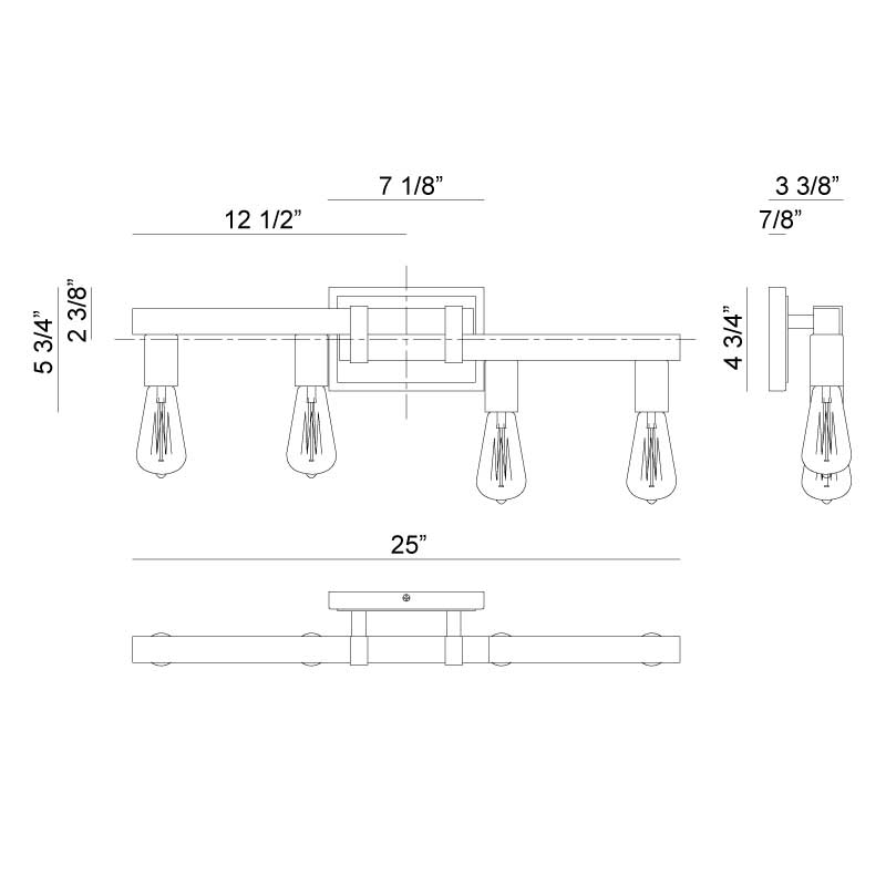 Matteo S06304 Toledo 4-lt 25" Wall Sconce