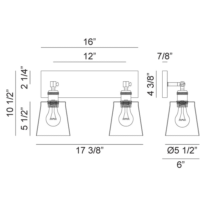 Matteo S08202 Kinsley 2-lt 17" Wall Sconce
