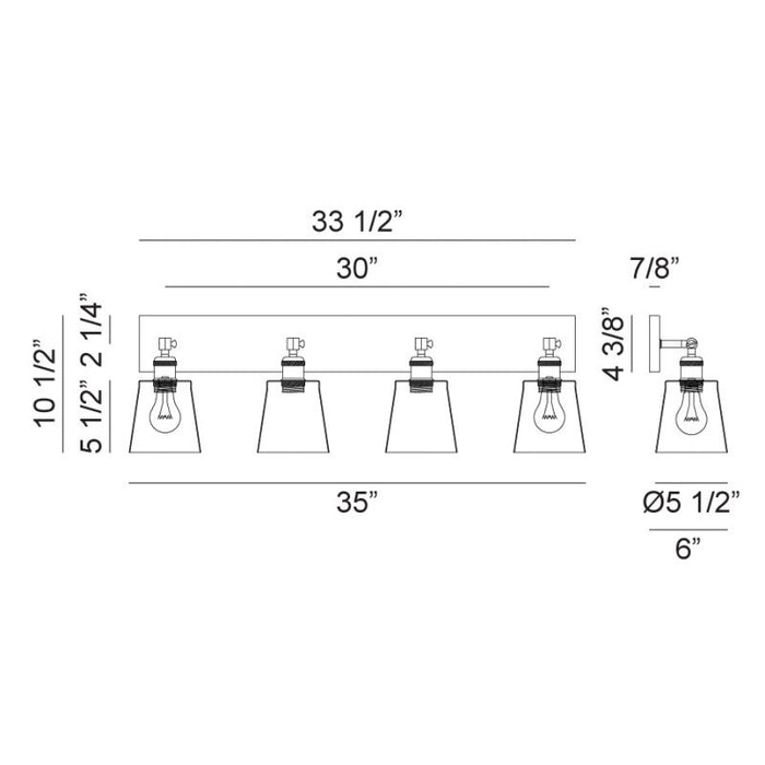 Matteo S08204 Kinsley 4-lt 35" Wall Sconce