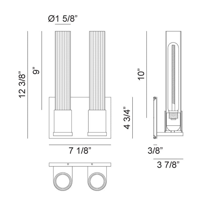Matteo S08502 Lyndon 2-lt 12" Tall Wall Sconce