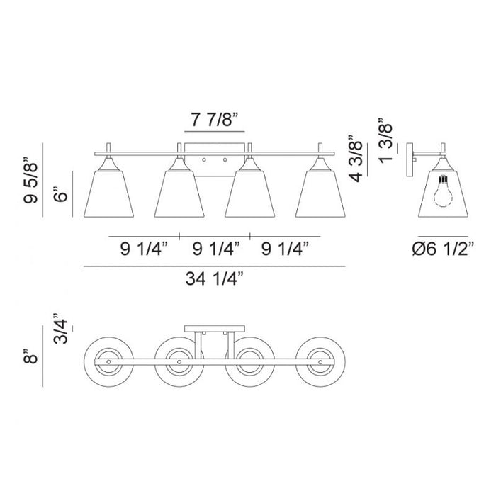 Matteo S09804 Hollis 4-lt 34" Vanity Light