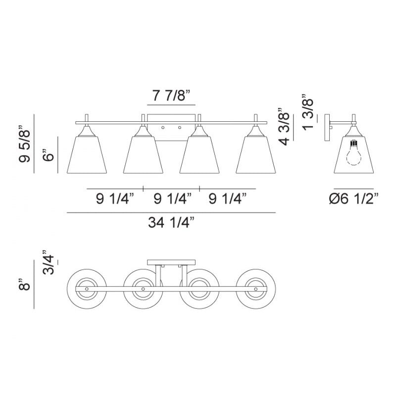Matteo S09804 Hollis 4-lt 34" Vanity Light