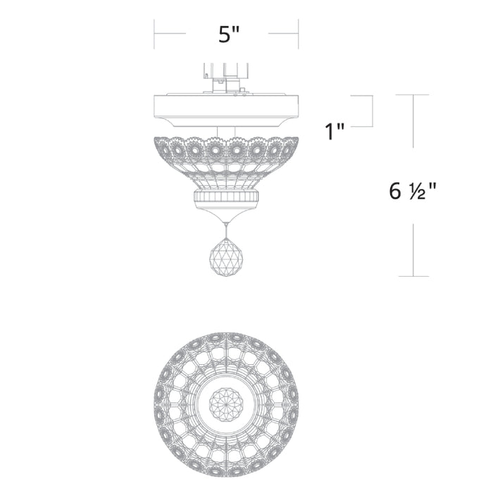 Schonbek S2905 Sterling 1-lt 5" LED Semi-Flush Mount