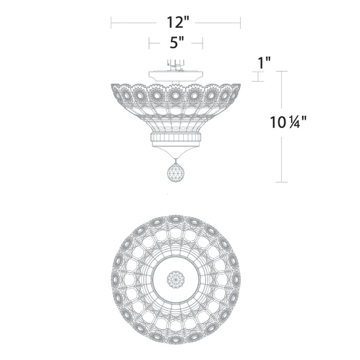 Schonbek S2912 Sterling 1-lt 12" LED Semi-Flush Mount