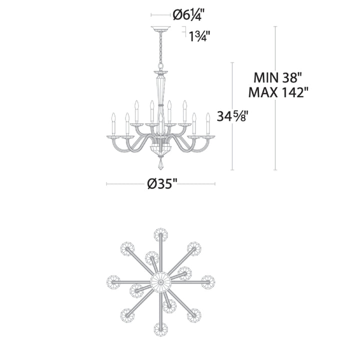 Schonbek S9235 Habsburg 12-lt 35" Chandelier