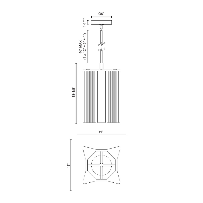 Alora PD339415 Sabre 4-lt 11" LED Pendant