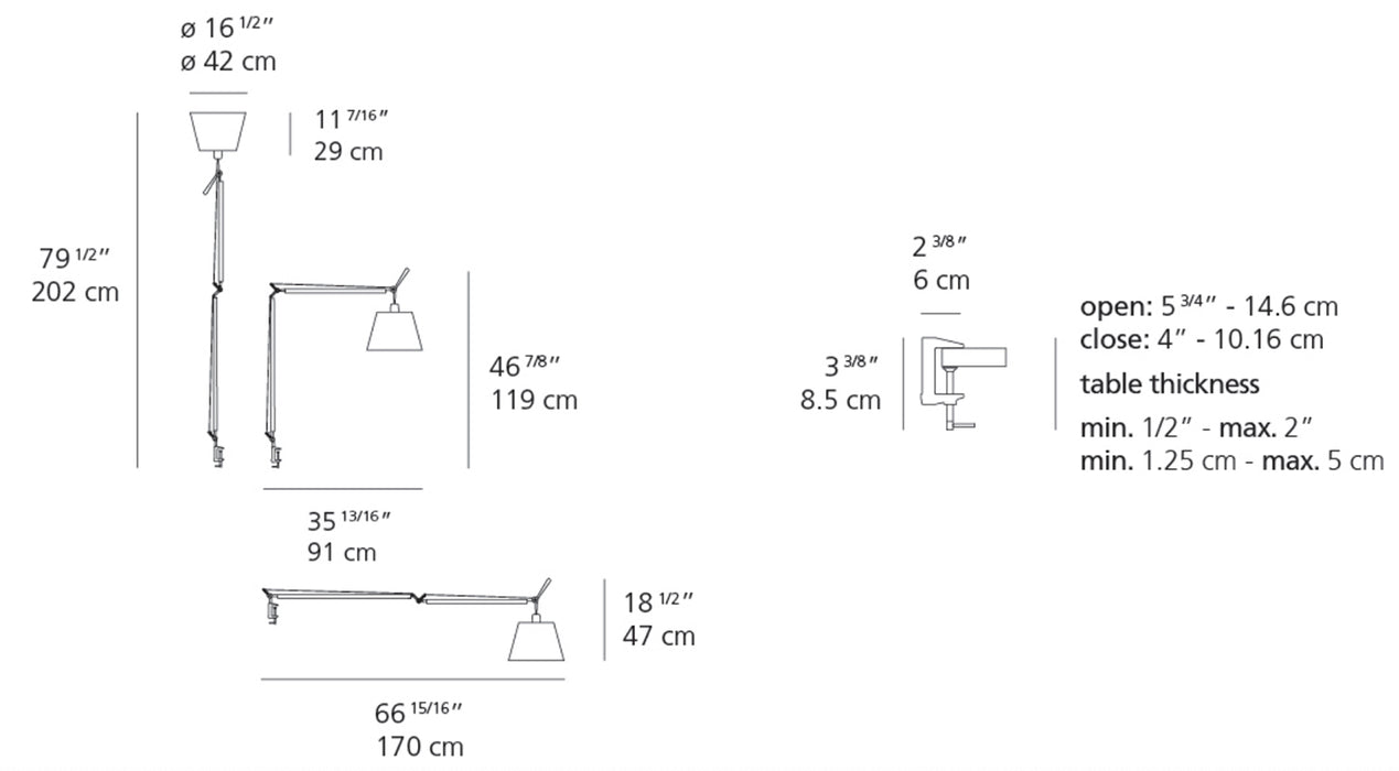 Artemide Tolomeo Mega 17" Clamp Table Lamp