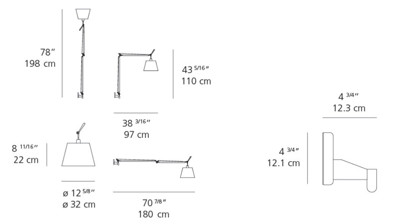 Artemide Tolomeo Mega 12" Wall Light