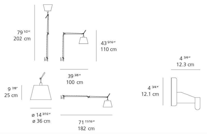 Artemide Tolomeo Mega 14" Wall Light