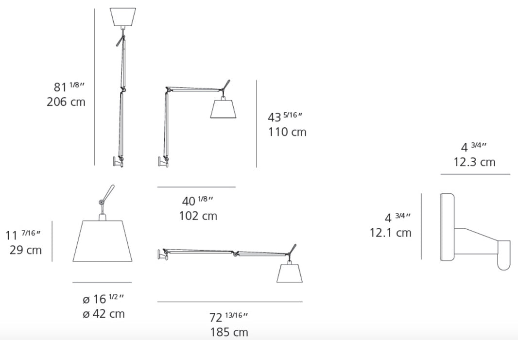 Artemide Tolomeo Mega 17" Wall Light