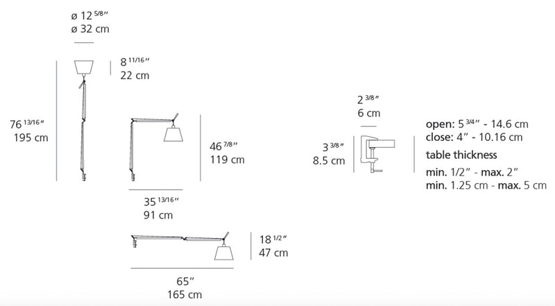Artemide Tolomeo Mega LED 12" Clamp Table Lamp