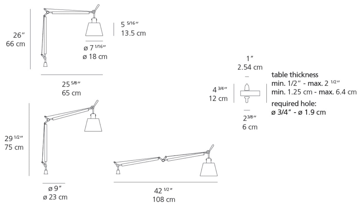 Artemide Tolomeo with Shade Table Lamp - Inset Pivot