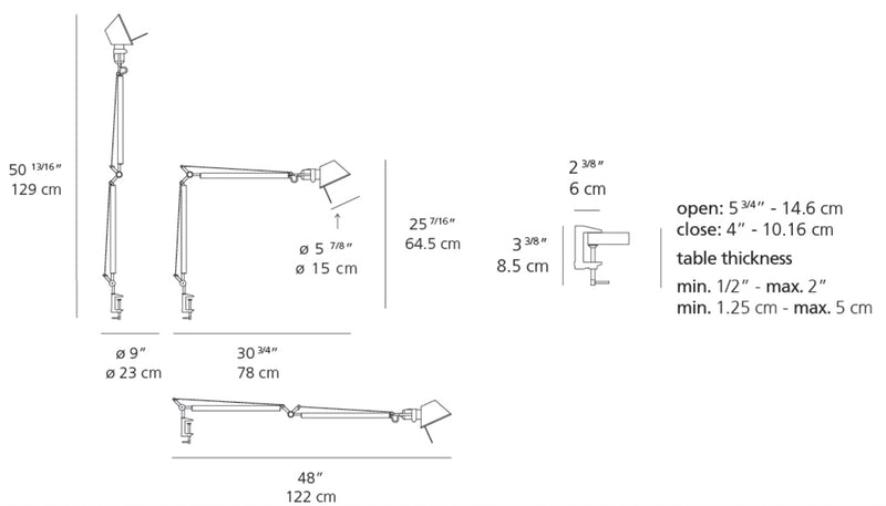 Artemide Tolomeo Classic Table Lamp with Clamp