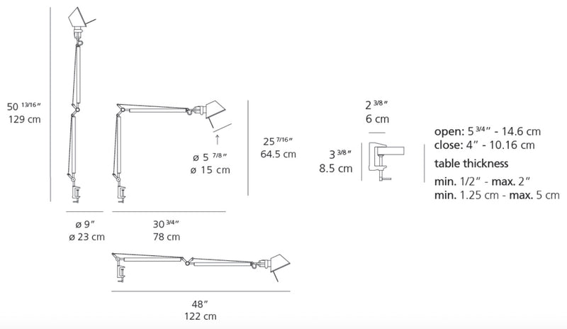 Artemide Tolomeo Classic LED Table Lamp with Clamp