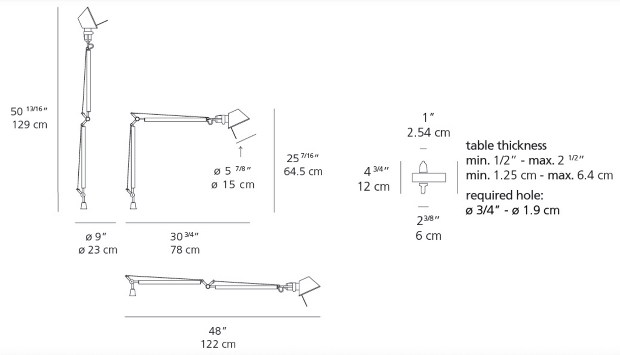 Artemide Tolomeo Classic Table Lamp with Inset Pivot