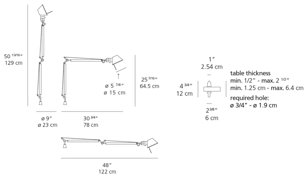 Artemide Tolomeo Classic LED Table Lamp with Inset Pivot