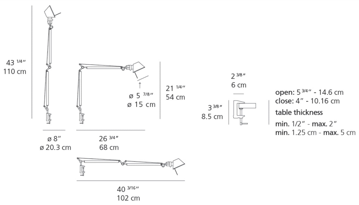 Artemide Tolomeo Mini Table Lamp with Clamp