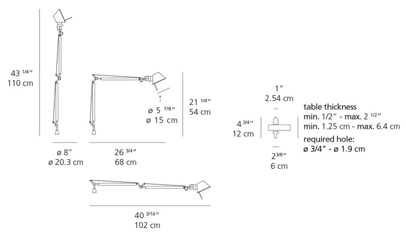 Artemide Tolomeo Mini Table Lamp with Inset Pivot