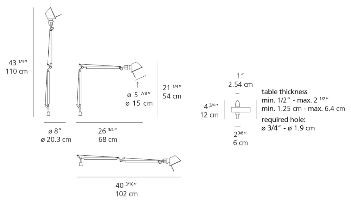 Artemide Tolomeo Mini LED Table Lamp with Inset Pivot