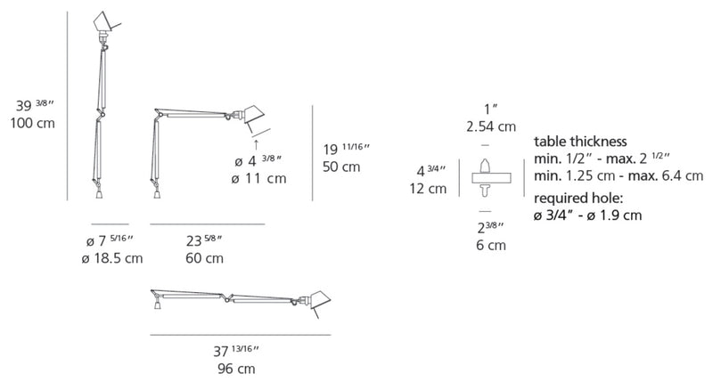 Artemide Tolomeo Midi LED Table Lamp with Inset Pivot