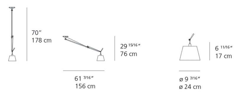 Artemide Tolomeo 10" Off-Center Shade Suspension Light