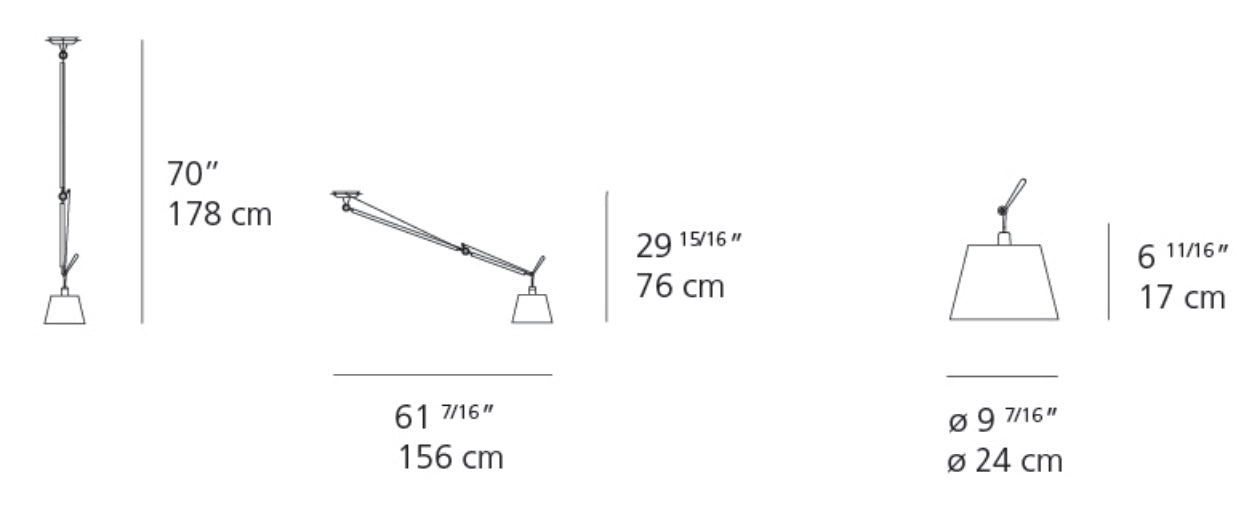 Artemide Tolomeo 10" Off-Center Shade Suspension Light