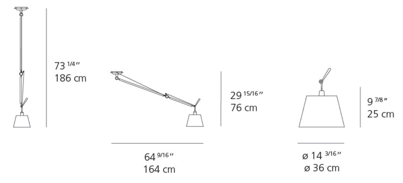 Artemide Tolomeo 14" Off-Center Shade Suspension Light