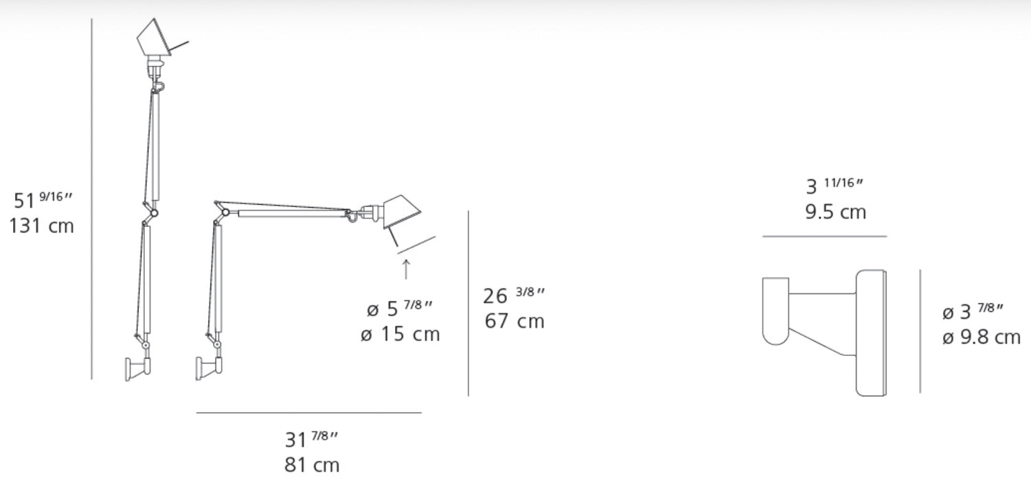 Artemide Tolomeo Classic LED Wall Light w/ S Bracket