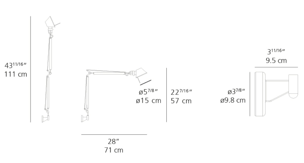 Artemide Tolomeo Mini LED Wall Light w/ S Bracket