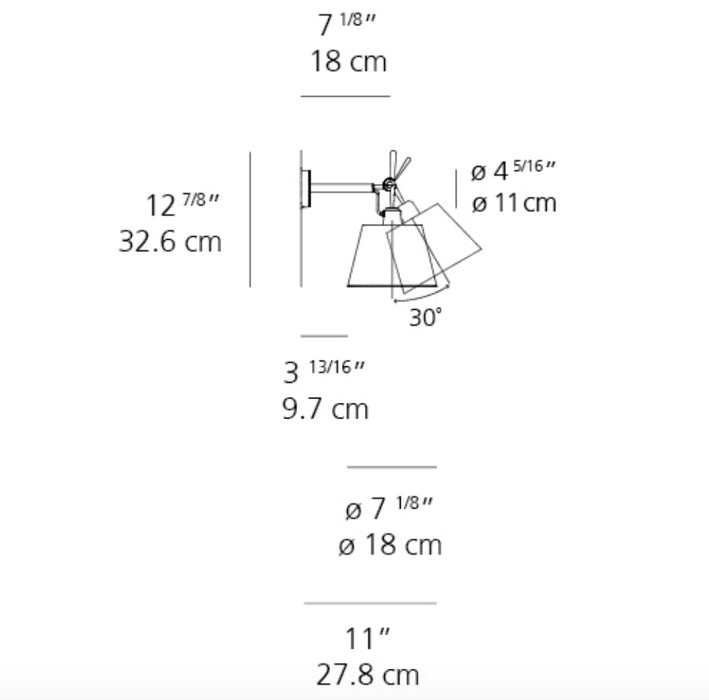 Artemide Tolomeo 7" Shade Spot Wall Light