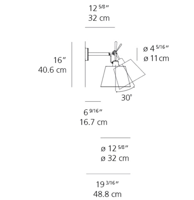 Artemide Tolomeo 12" Shade Spot Wall Light