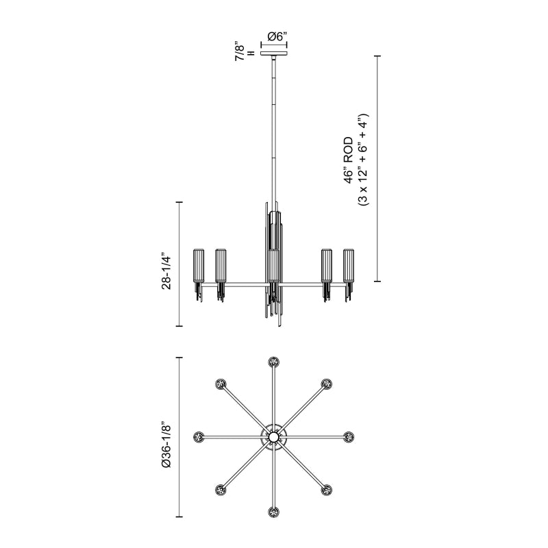 Alora CH335836 Torres 8-lt 36" Chandelier