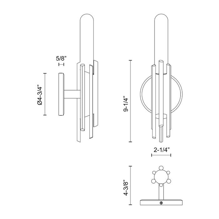 Alora WV335409 Torres 1-lt 9" Tall Wall Sconce