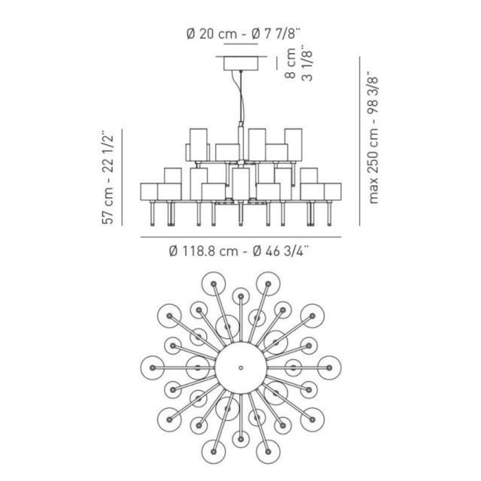 Axo USSPIL30 Spillray 30-lt 47" LED Chandelier