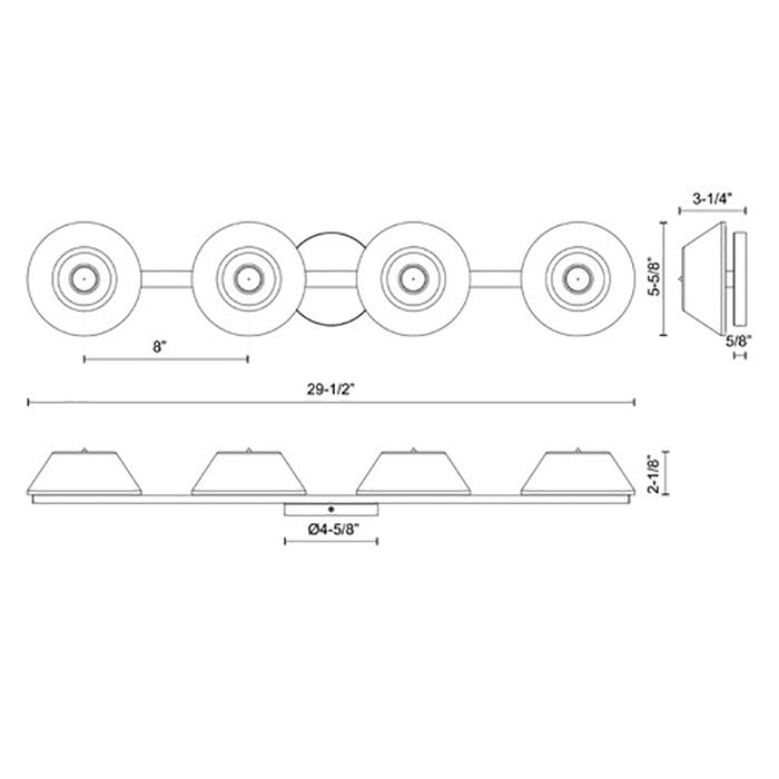 Kuzco VL45730 Holt 4-lt 30" LED Wall Sconce