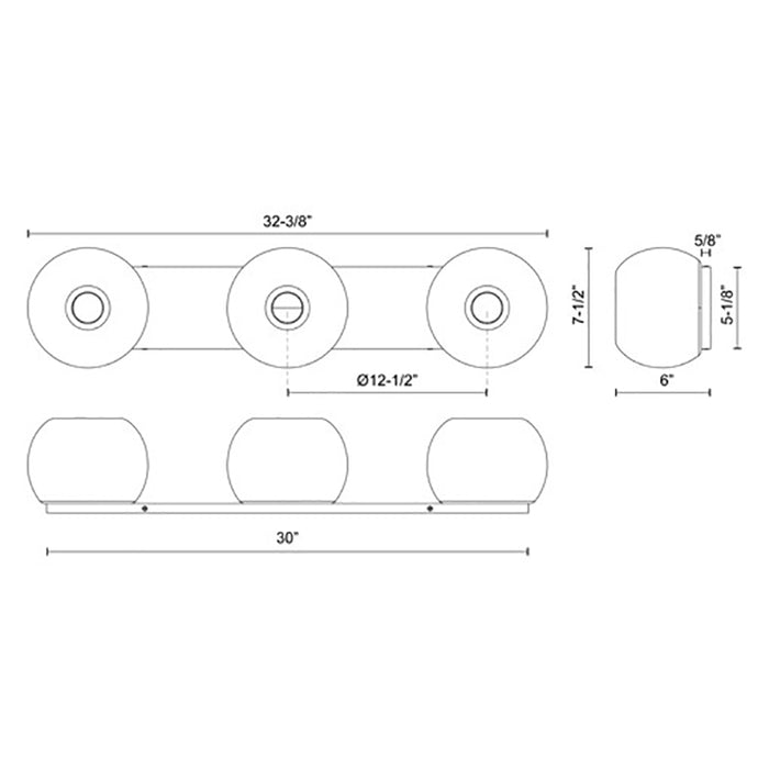 Kuzco VL57532 Samar 3-lt 32" Wall Sconce