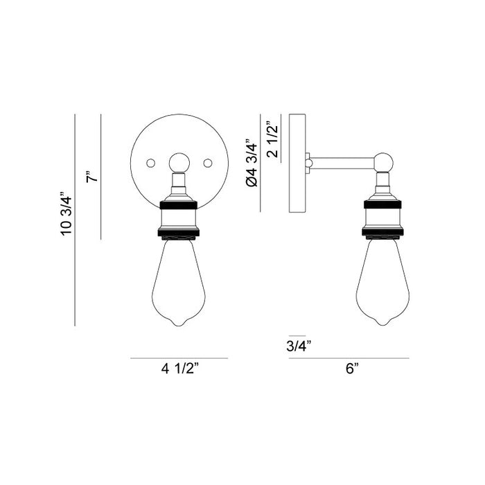 Matteo W46100 Bulstrode's Workshop 1-lt 7" Tall Wall Sconce